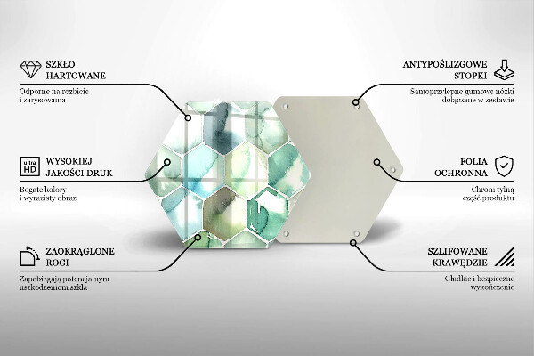 Skleněná deska do kuchyně Akvarel šestiúhelníky
