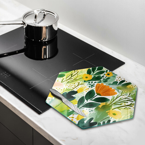 Skleněná deska do kuchyně Malované květiny