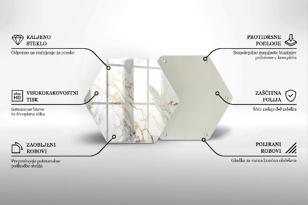 Skleněná deska do kuchyně Světlý mramor se zlatem