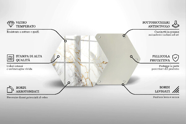 Skleněná deska do kuchyně Světlý mramor se zlatem