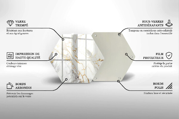 Skleněná deska do kuchyně Světlý mramor se zlatem