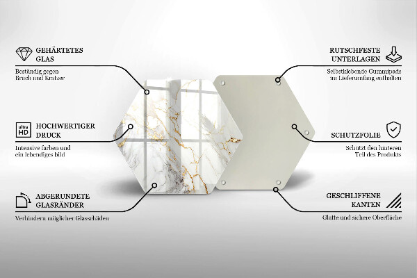 Skleněná deska do kuchyně Světlý mramor se zlatem