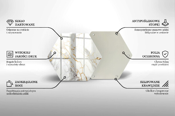 Skleněná deska do kuchyně Světlý mramor se zlatem