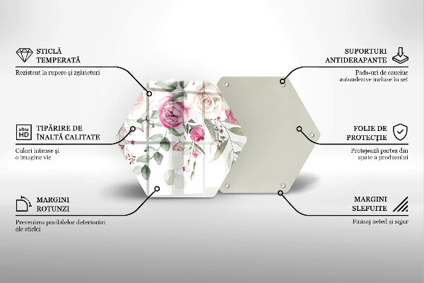 Skleněná deska do kuchyně Akvarel růže