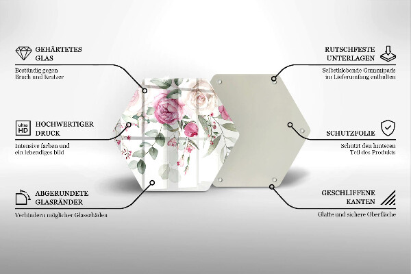 Skleněná deska do kuchyně Akvarel růže
