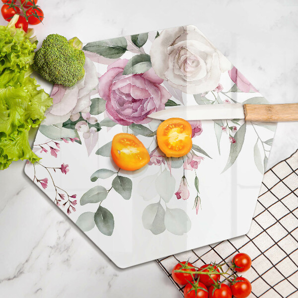 Skleněná deska do kuchyně Akvarel růže