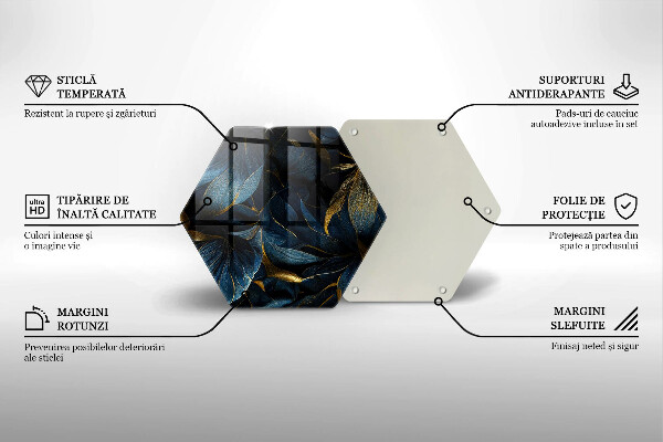 Skleněná deska do kuchyně Dekorativní listy se zlatem