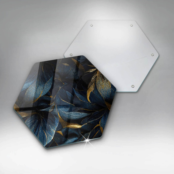 Skleněná deska do kuchyně Dekorativní listy se zlatem