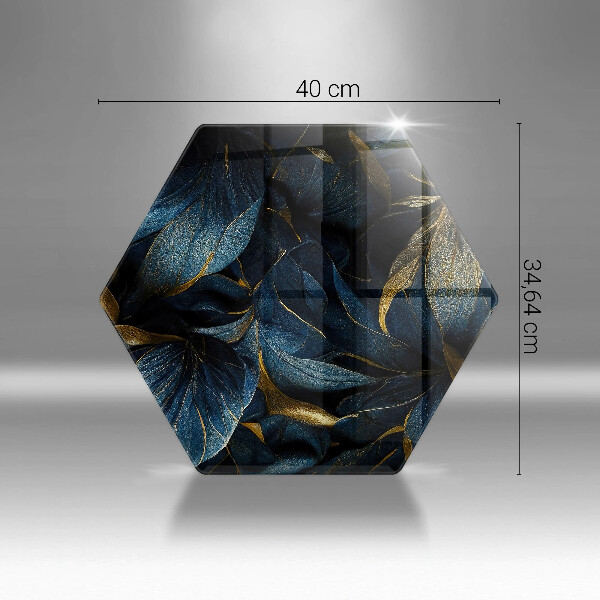 Skleněná deska do kuchyně Dekorativní listy se zlatem