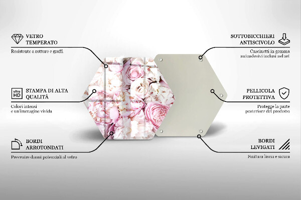 Skleněná deska do kuchyně Pivoňková kytice