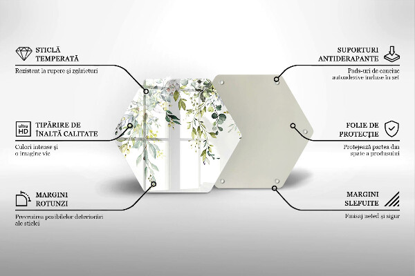 Skleněná krájecí deska Dekorativní listy a květy