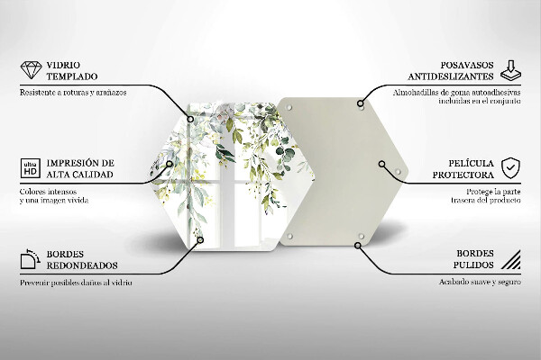 Skleněná krájecí deska Dekorativní listy a květy