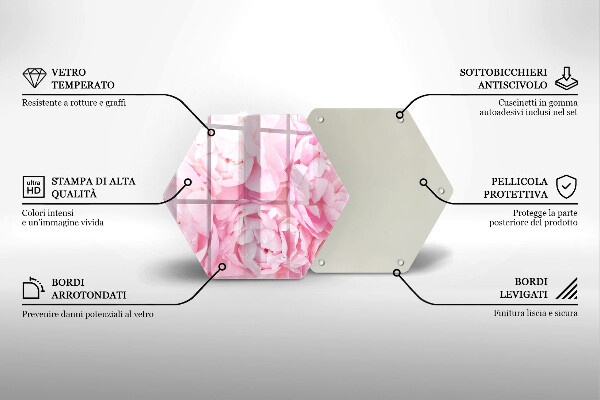 Skleněná krájecí deska Jemné pivoňky