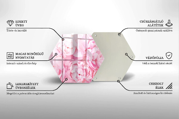 Skleněná krájecí deska Jemné pivoňky