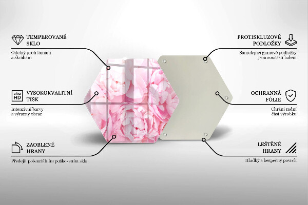 Skleněná krájecí deska Jemné pivoňky