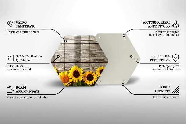 Skleněná deska do kuchyně Slunečnice na prknech
