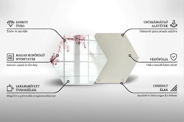 Skleněná deska do kuchyně Květiny na prknech