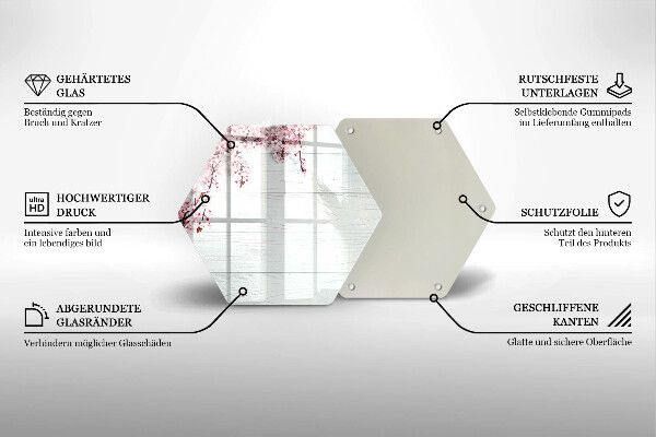 Skleněná deska do kuchyně Květiny na prknech