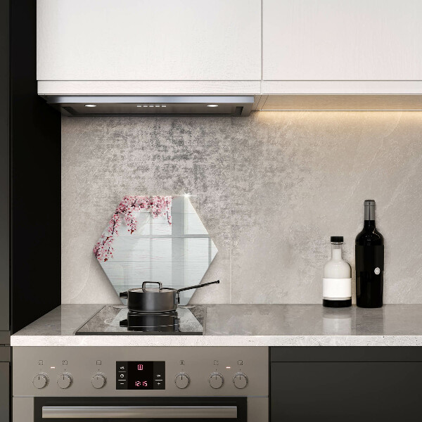 Skleněná deska do kuchyně Květiny na prknech