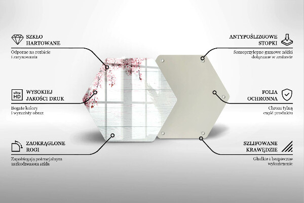 Skleněná deska do kuchyně Květiny na prknech