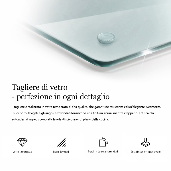 Skleněná krájecí deska průhledná 2x40x52 cm