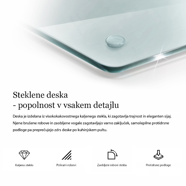 Skleněná krájecí deska průhledná 52x40 cm