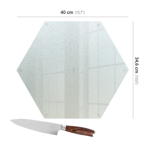 Šestiúhelníková skleněná krájecí deska s průměrem 40 cm