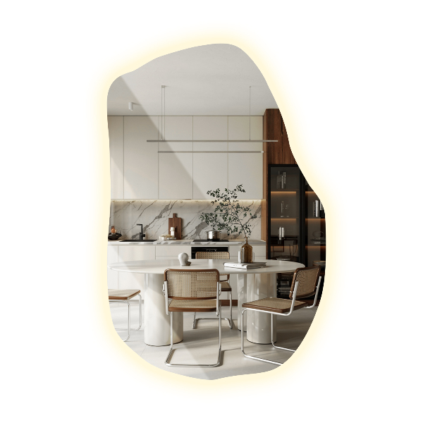 Nepravidelné zrcadlo s led osvětlením unikátní 80x52 cm