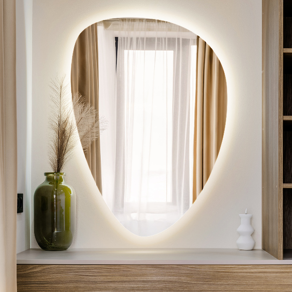 LED zrcadlo vejčitého tvaru 50x70 cm