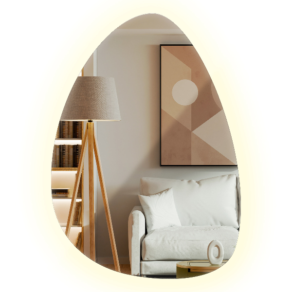 Nástěnné LED zrcadlo ve tvaru vajíčka 64x90 cm
