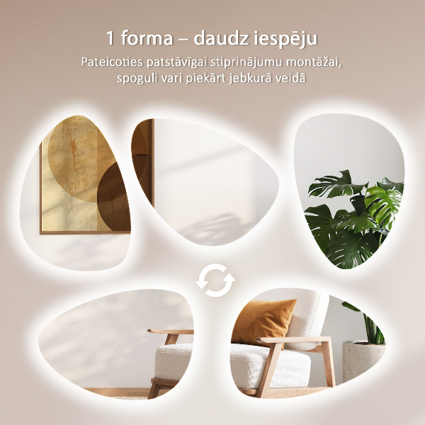 Nástěnné LED zrcadlo ve tvaru vajíčka 64x90 cm