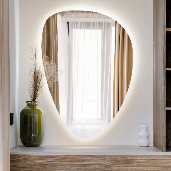 Nástěnné LED zrcadlo ve tvaru vajíčka 64x90 cm