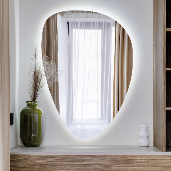 Nástěnné LED zrcadlo ve tvaru vajíčka 64x90 cm