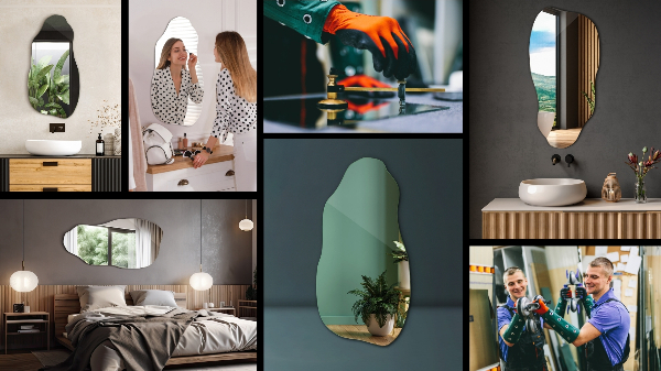 Asymetricke zrcadlo dekorativní na zeď 40x80