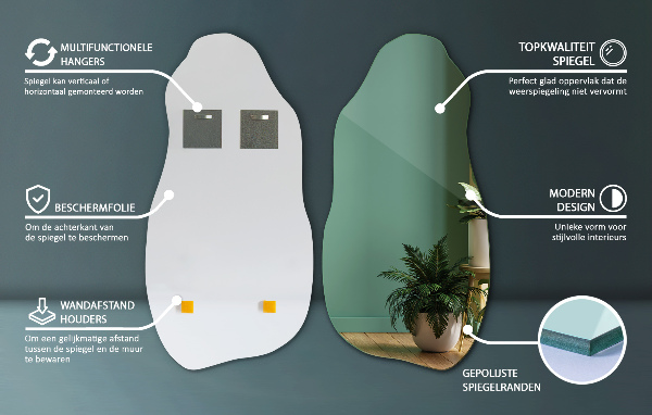 Atypické zrcadlo stylový doplněk bez rámu 45x90