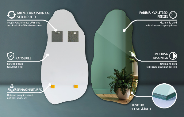 Nepravidelné zrcadlo originální zavěšení 50x100