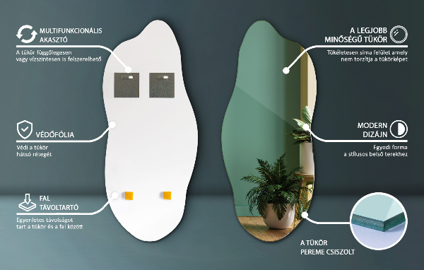 Asymetricke zrcadlo ozdoba na zeď 35x80 cm