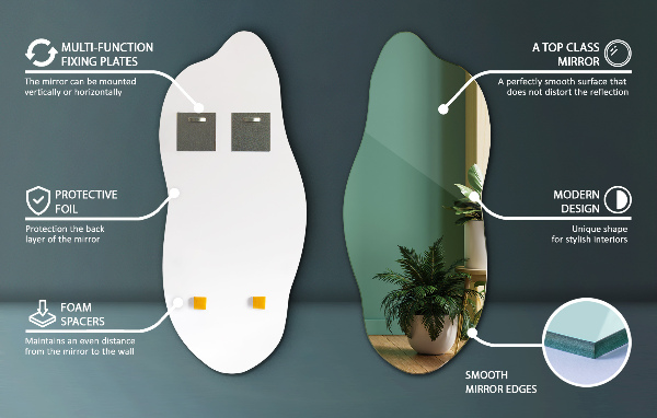 Asymetricke zrcadlo ozdoba na zeď 35x80 cm