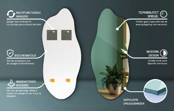 Atypické zrcadlo bez rámu 40x90 cm