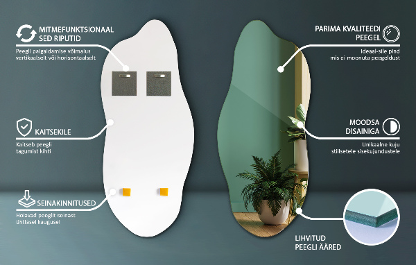 Nepravidelné zrcadlo moderní 45x100 cm