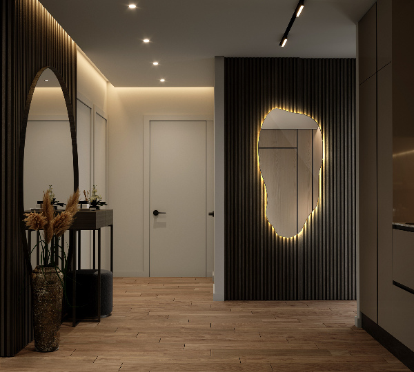 Organické zrcadlo s led minimalistický 45x90 cm