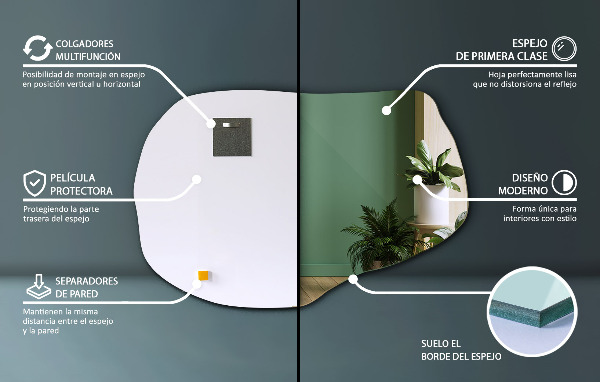 Nepravidelné závěsné zrcadlo 100x65 cm