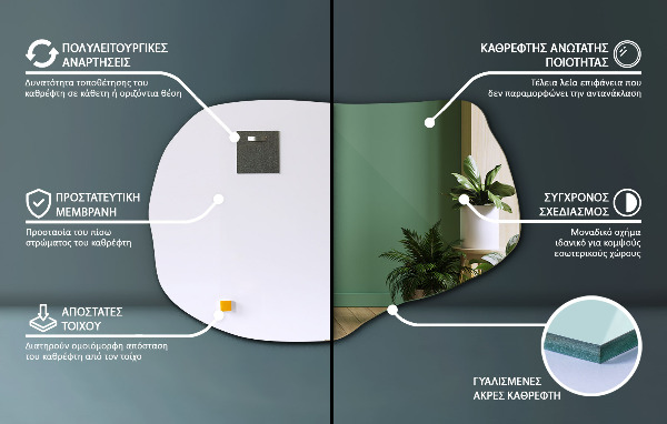 Asymetricke zrcadlo dekorativní 70x46 cm
