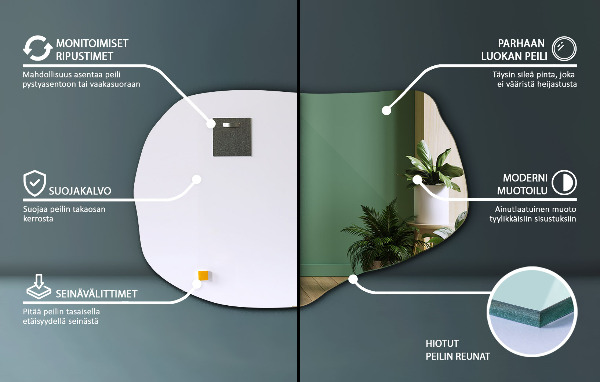 Asymetricke zrcadlo dekorativní 70x46 cm