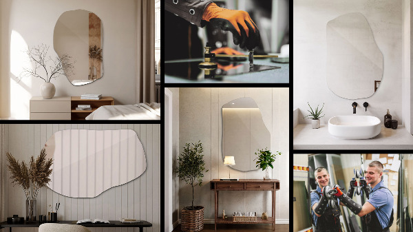 Asymetricke zrcadlo dekorativní 70x46 cm