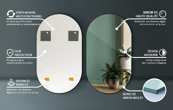 Oválné zrcadlo bez rámu 40x70 cm