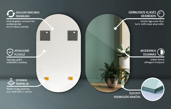 Oválné zrcadlo bez rámu 40x70 cm