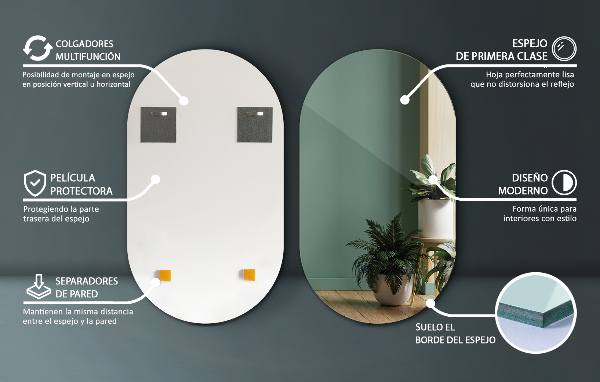 Oválné zrcadlo bez rámu 52x90 cm