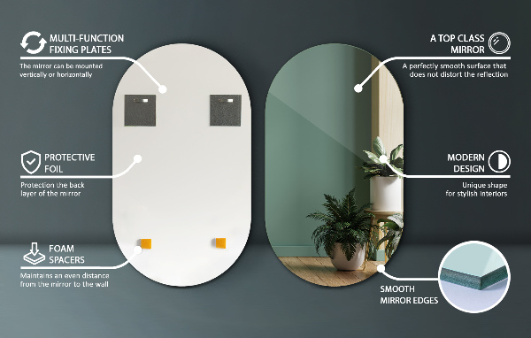 Oválné zrcadlo bez rámu 52x90 cm