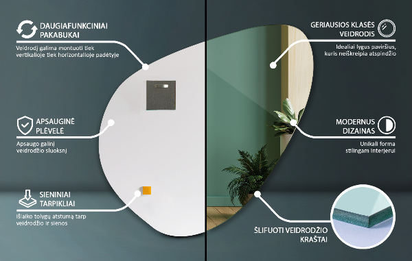 Atypické zrcadlo 58x58 cm